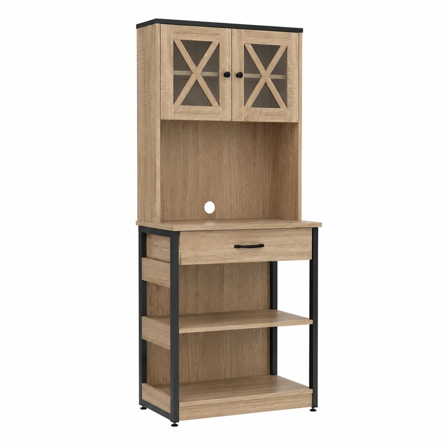 Kredens z Płyty MDF i Szkła Hartowanego Dąb 180cm