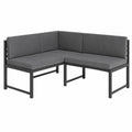 Ławka narożna aluminiowa z szarymi poduszkami 150x150x80 cm