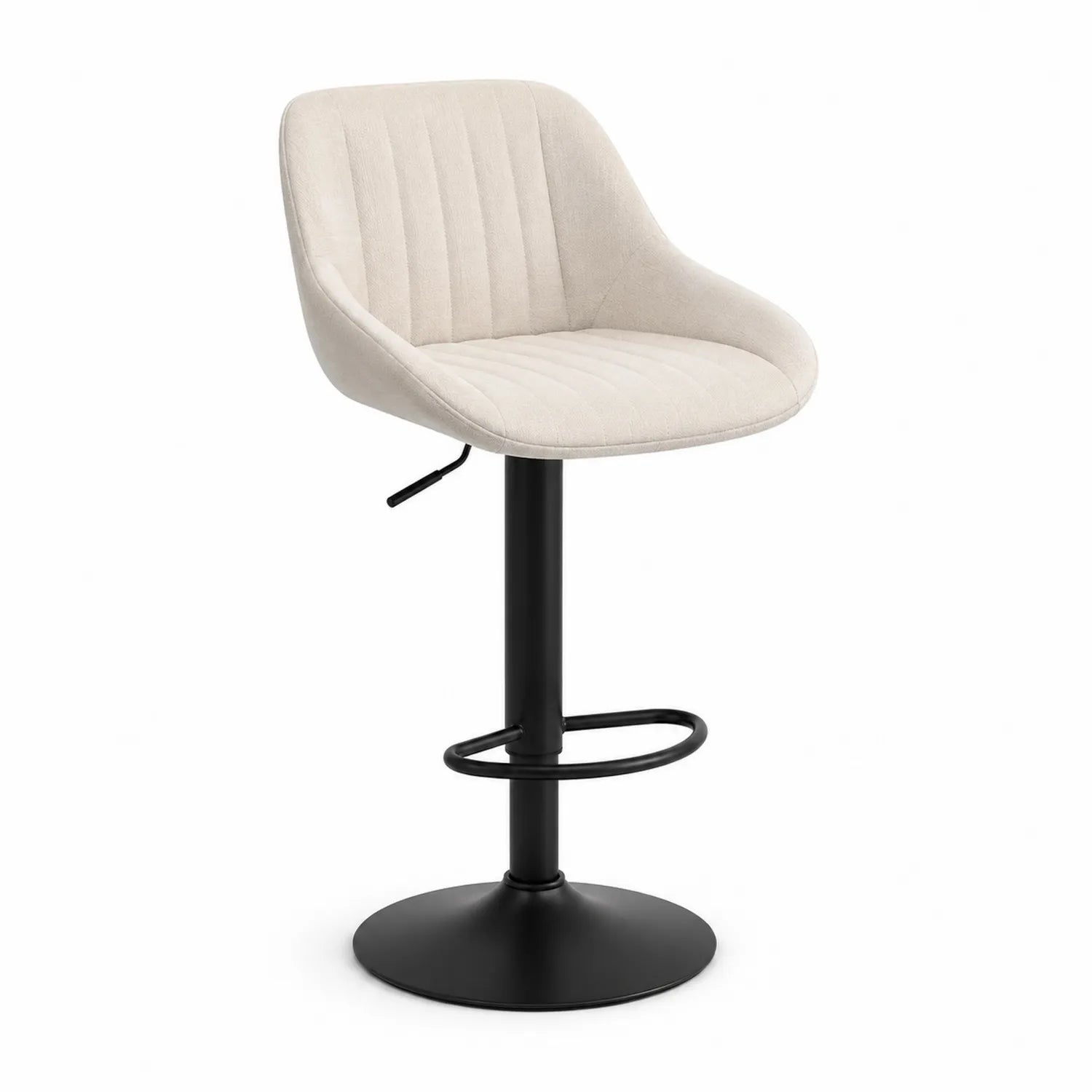 Krzesło barowe tkanina beżowa z regulacją wysokości