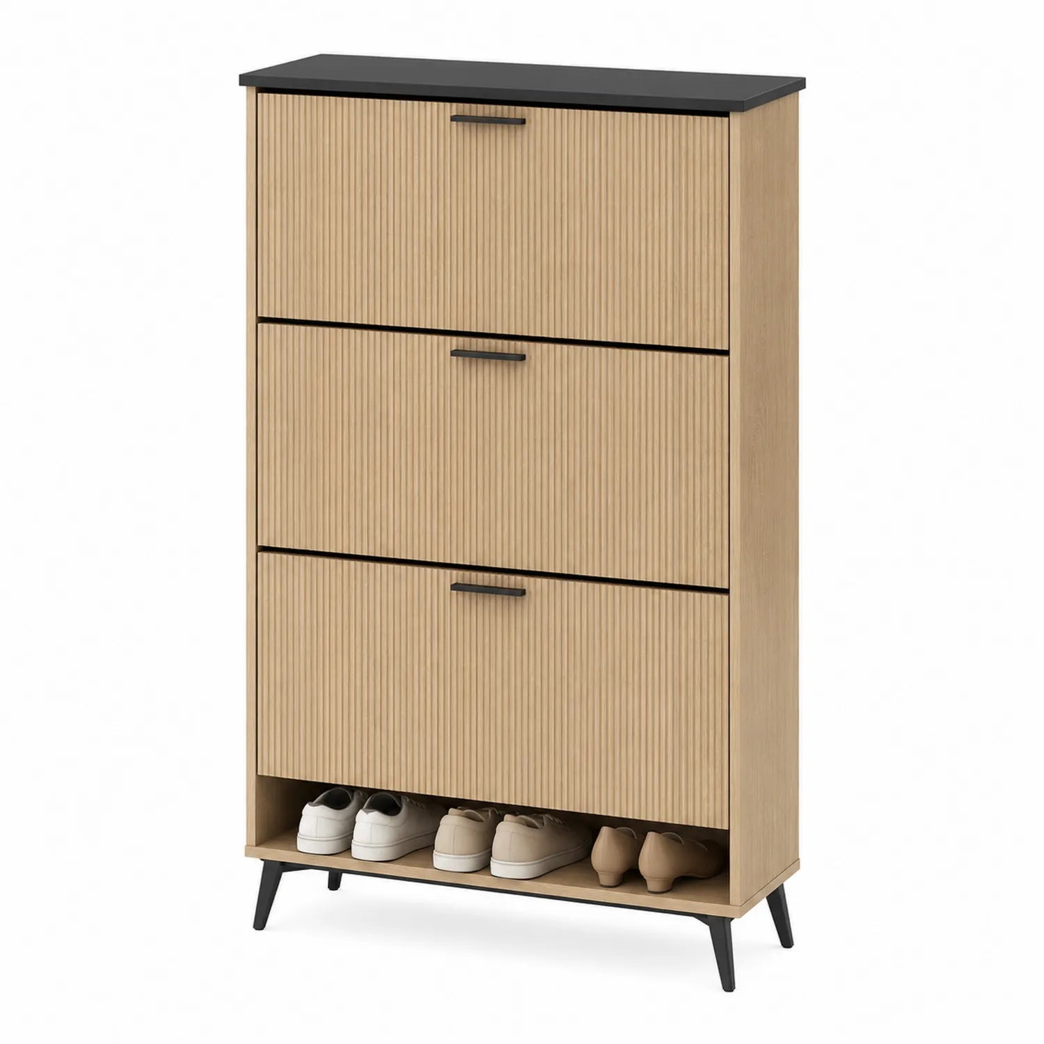 Szafka na buty z płyty MDF Dąb Czarna 134x79x28 cm