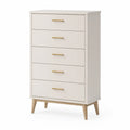 Komoda z 5 szufladami MDF i drewno dębowe Biała 80x45x120 cm