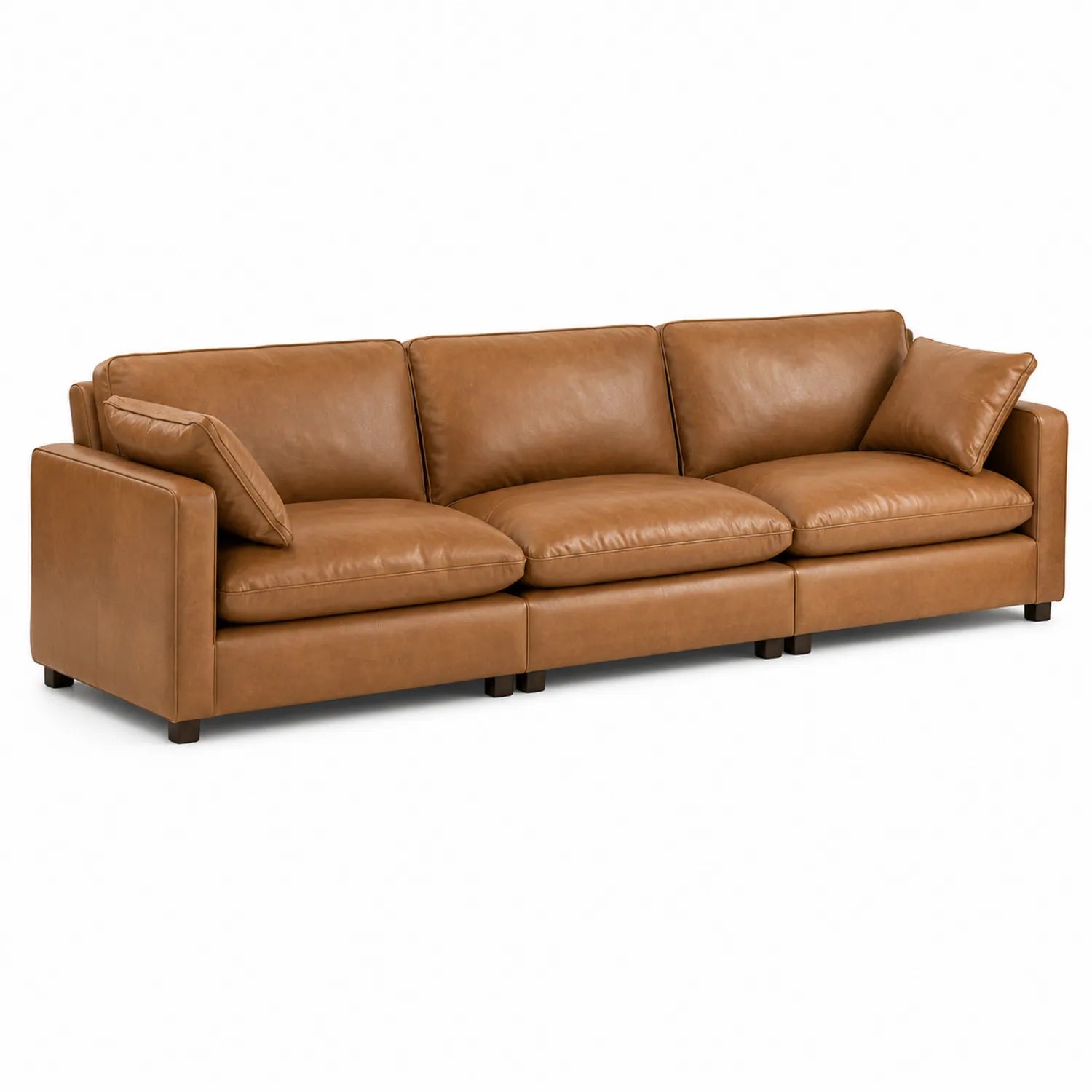 Skórzana Sofa Trzyosobowa Brązowa