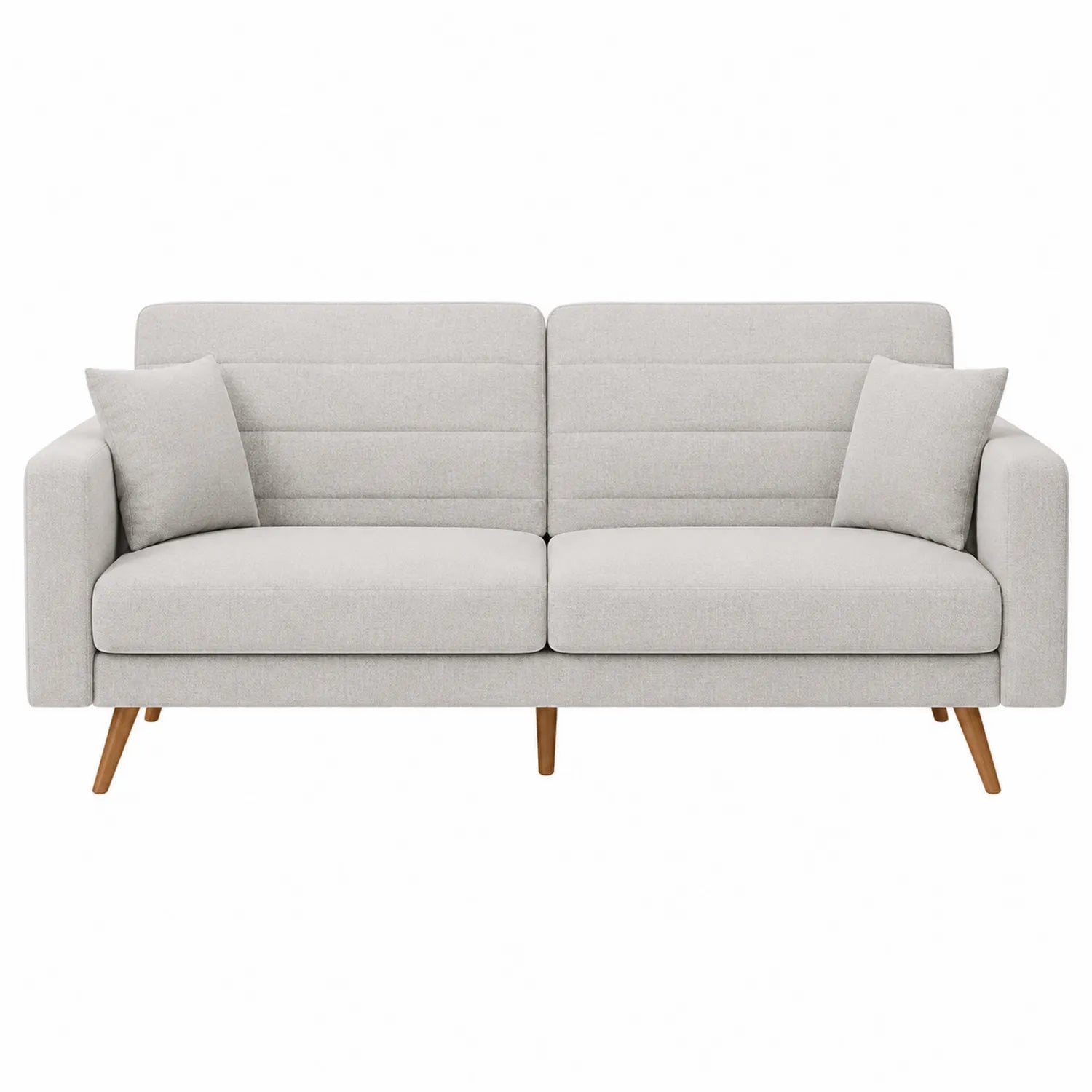 Sofa 3-osobowa z tkaniny i drewna bukowego Beżowa 210 cm
