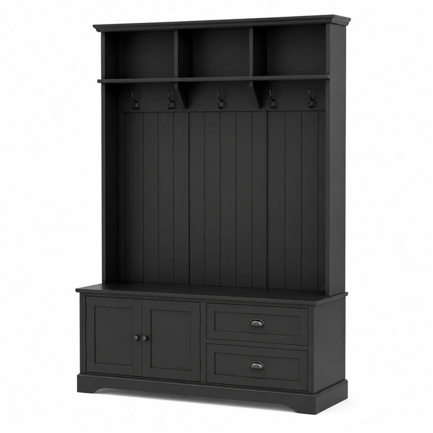 Czarna szafka na ubrania z półkami MDF 200x100x40 cm
