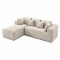 Sofa narożna z tkaniny w kształcie L beżowa 300x200 cm