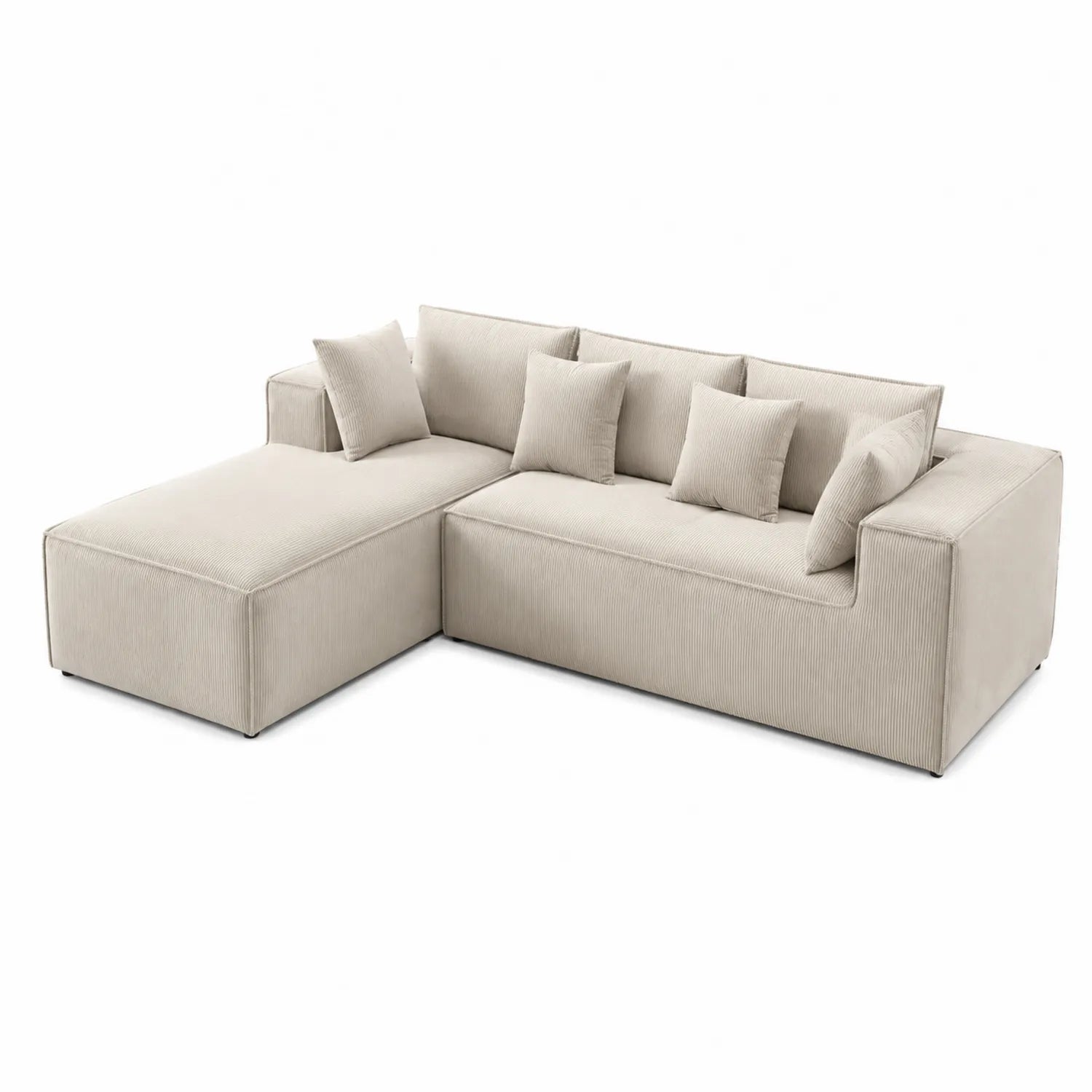 Sofa narożna z tkaniny w kształcie L beżowa 300x200 cm