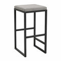 Stołek barowy z metalową ramą i siedziskiem materiałowym, czarny i szary, 75 cm
