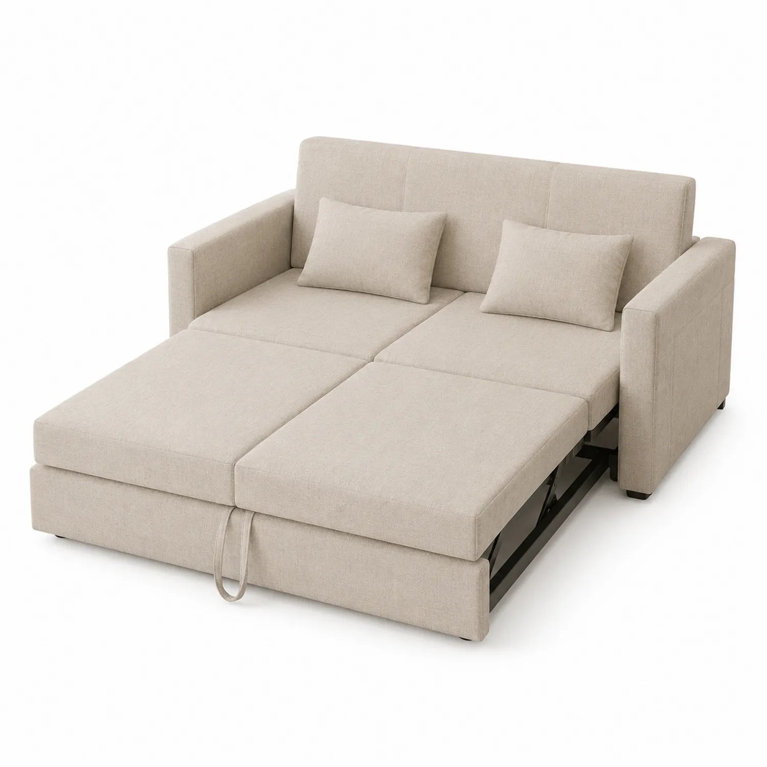 Rozkładana sofa 2-osobowa z tkaniny beżowa