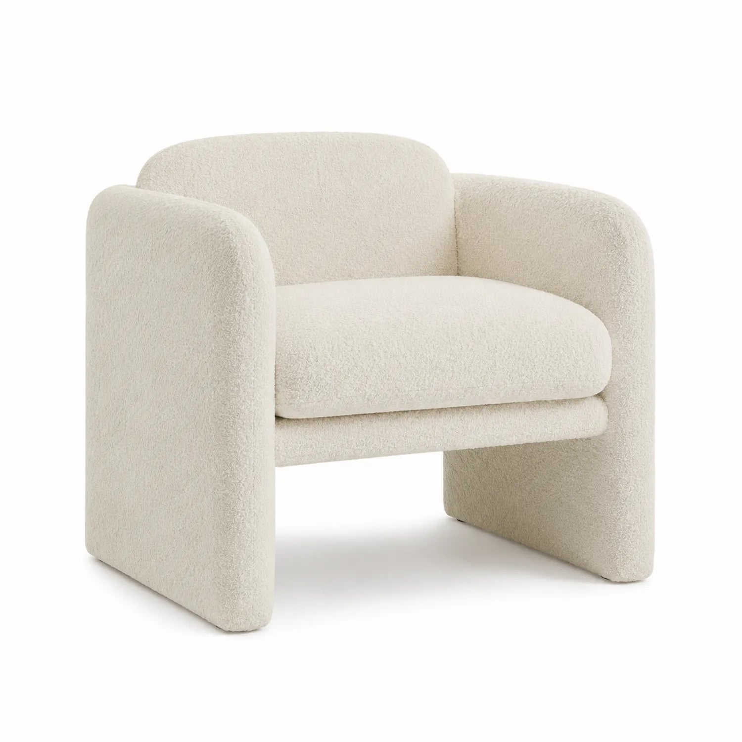 Fotel tapicerowany z tkaniny boucle beżowy 80x70x75 cm