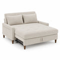 Sofa rozkładana sztruksowa beżowa 200x150 cm