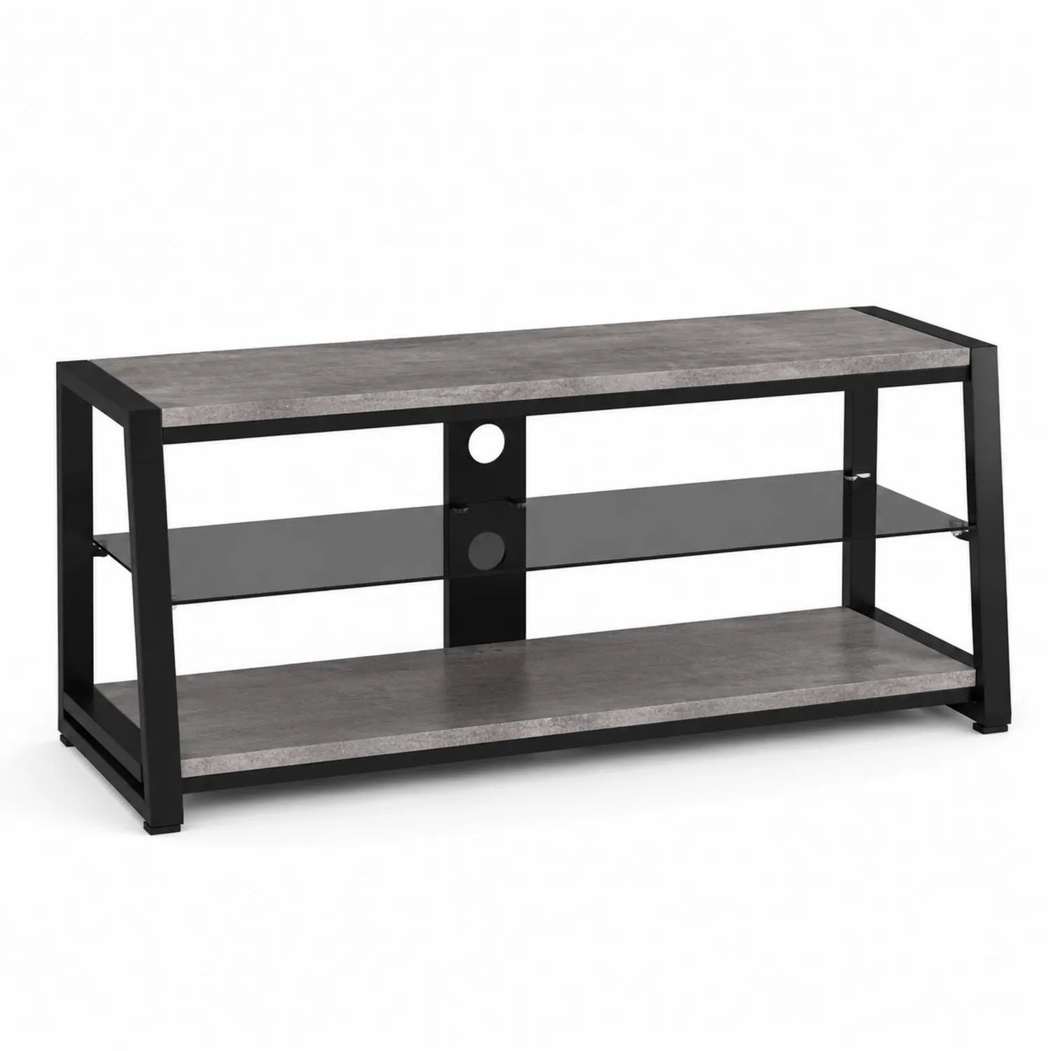 Szafka RTV metalowa z półką ze szkła hartowanego czarna 120x40x50 cm