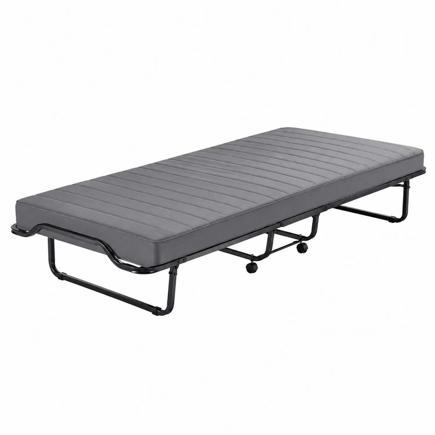 Łóżko składane metalowe z materacem piankowym 200x80 cm Szary