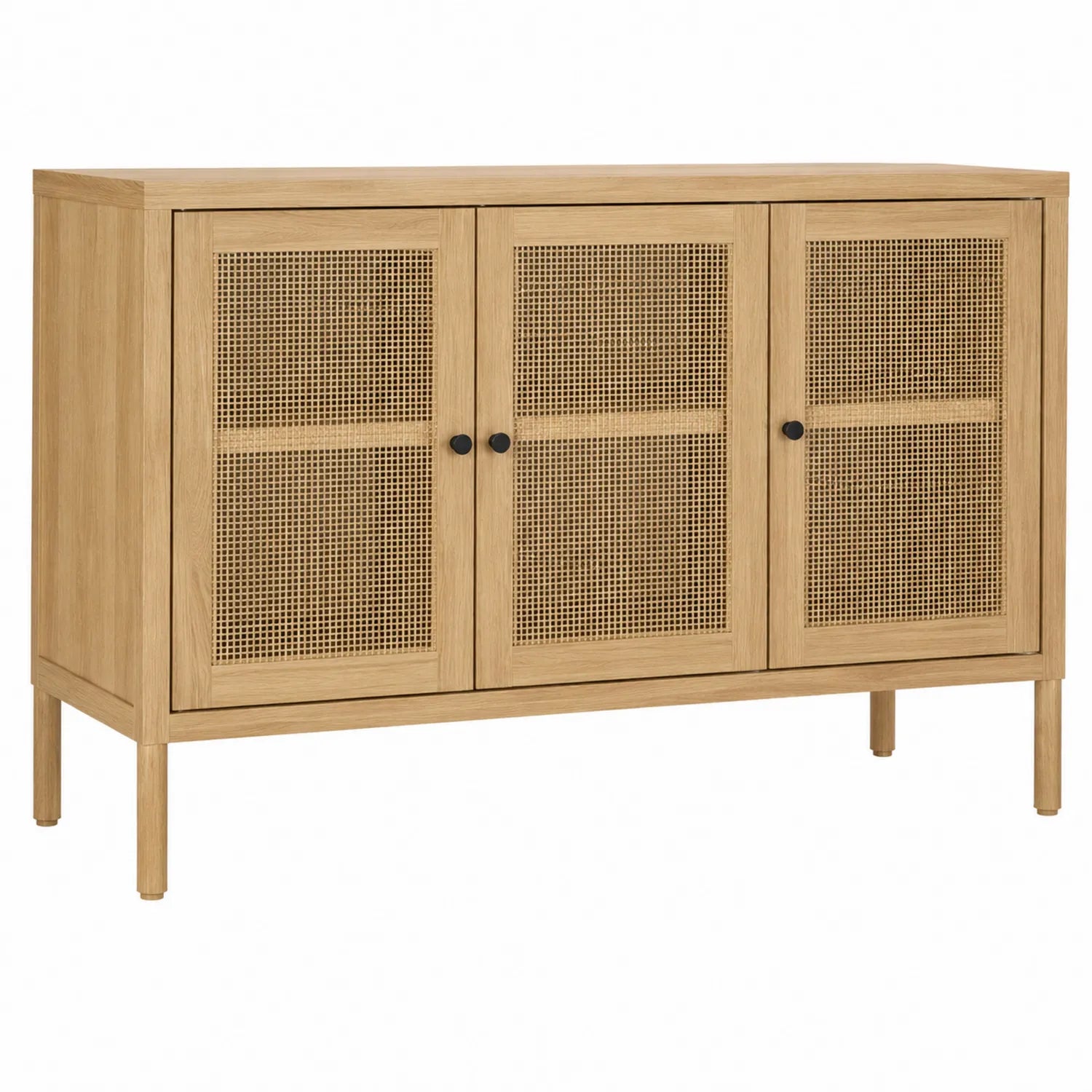 Kredens drewniany z drzwiami rattanowymi 120x40x80 cm