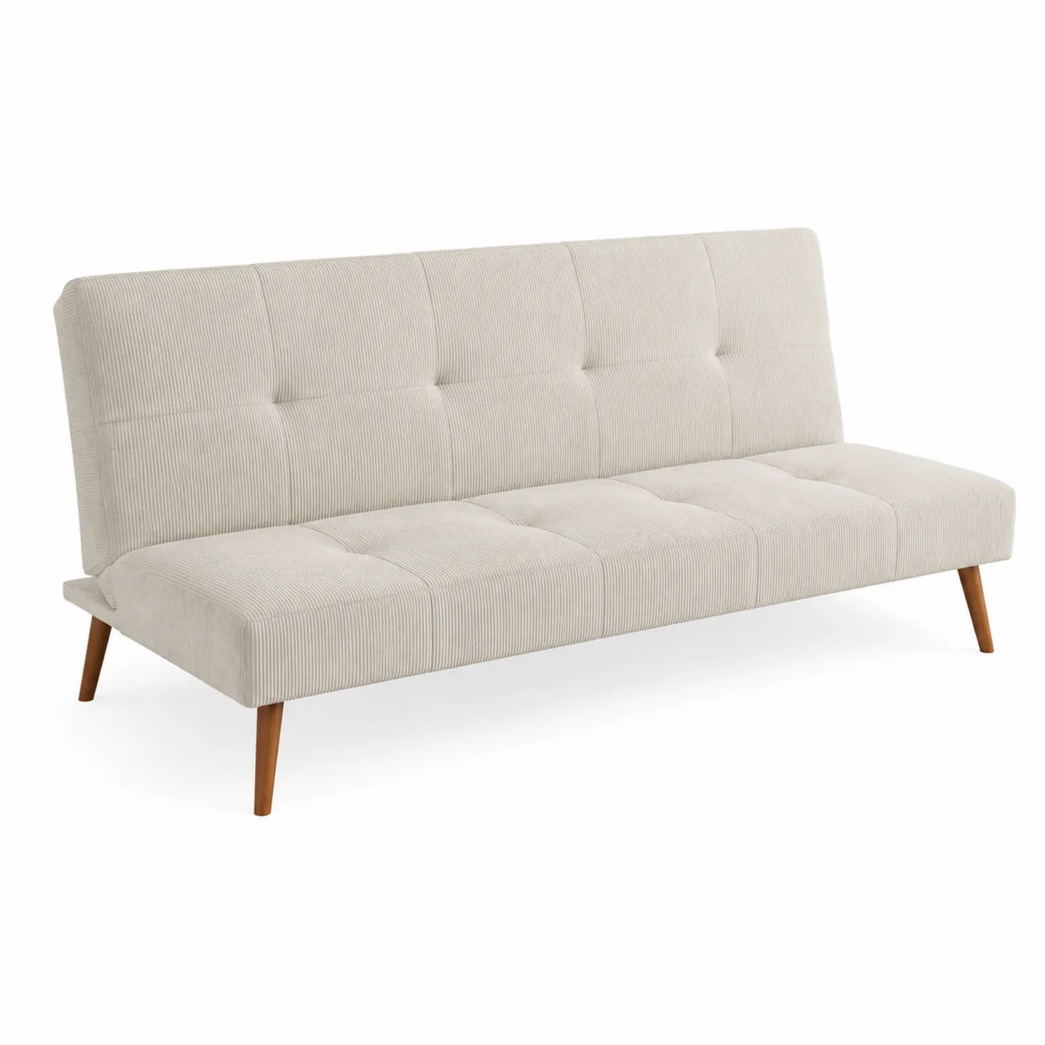 Sofa rozkładana z tkaniny sztruksowej beżowa