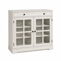 Kredens drewniany biały z hartowanym szkłem